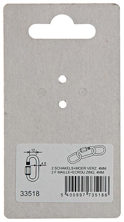 Afbeelding laden in galerijviewer, Mack 1008488 - 2 loze schakels + moer 4mm verzinkt | 10 stuks