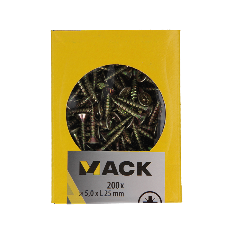 Afbeelding laden in galerijviewer, Mack 1020110 - spaanplaatschroef vz kop geel vz 200 st 5,0 x 25 mm | 5 stuks