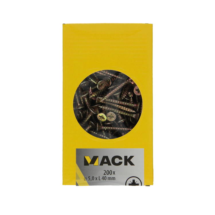 Afbeelding laden in galerijviewer, Mack 1020113 - spaanplaatschroef vz kop geel vz 200 st 5,0 x 40 mm | 3 stuks