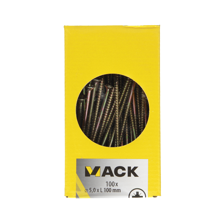 Afbeelding laden in galerijviewer, Mack 1020120 - spaanplaatschroef vz kop geel vz 100 st 5,0 x 100 mm | 2 stuks