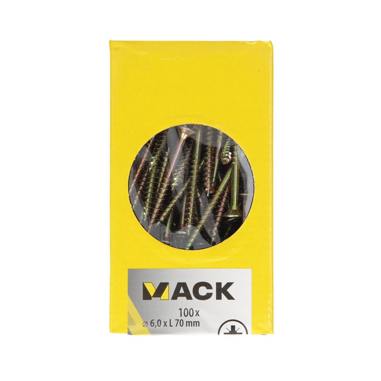 Afbeelding laden in galerijviewer, Mack 1020124 - spaanplaatschroef vz kop geel vz 100 st 6,0 x 70 mm | 2 stuks