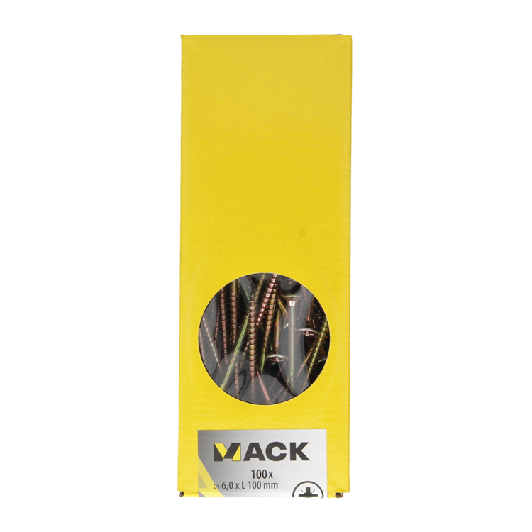 Afbeelding laden in galerijviewer, Mack 1020127 - spaanplaatschroef vz kop geelvz 100 st 6,0 x 100 mm | 2 stuks
