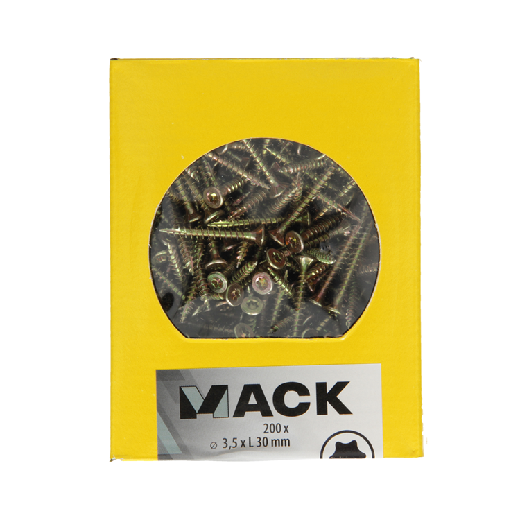 Afbeelding laden in galerijviewer, Mack 1020131 - spaanplaatschroef vz kp-zelfb.gvz 200st 3,5 x 30 mm | 5 stuks