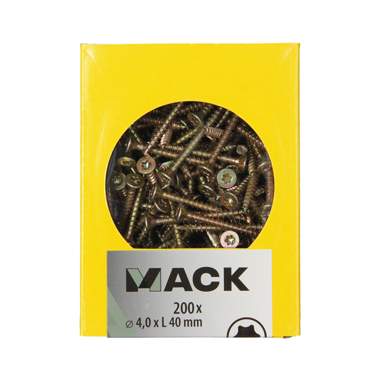 Afbeelding laden in galerijviewer, Mack 1020139 - spaanplaatschroef vz kp-zelfb.gvz 200st 4,0 x 40 mm | 5 stuks