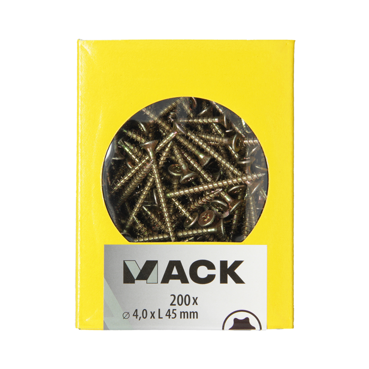 Afbeelding laden in galerijviewer, Mack 1020140 - spaanplaatschroef vz kp-zelfb.gvz 200st 4,0 x 45 mm | 5 stuks