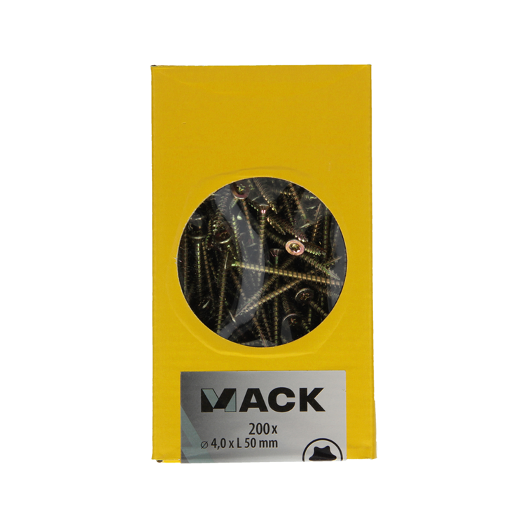 Afbeelding laden in galerijviewer, Mack 1020141 - spaanplaatschroef vz kp-zelfb.gvz 200st 4,0 x 50 mm | 3 stuks
