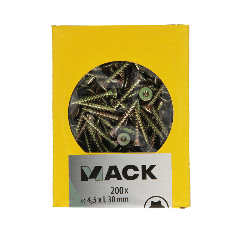 Afbeelding laden in galerijviewer, Mack 1020143 - spaanplaatschroef vz kp-zelfb.gvz 200st 4,5 x 30 mm | 5 stuks