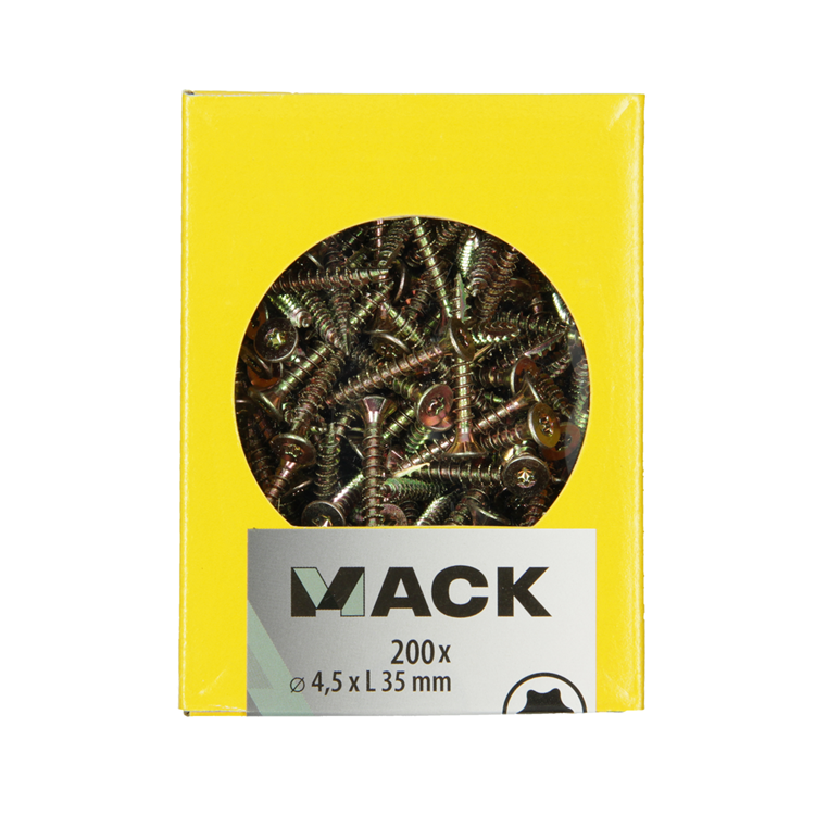Afbeelding laden in galerijviewer, Mack 1020144 - spaanplaatschroef vz kp-zelfb.gvz 200st 4,5 x 35 mm | 5 stuks