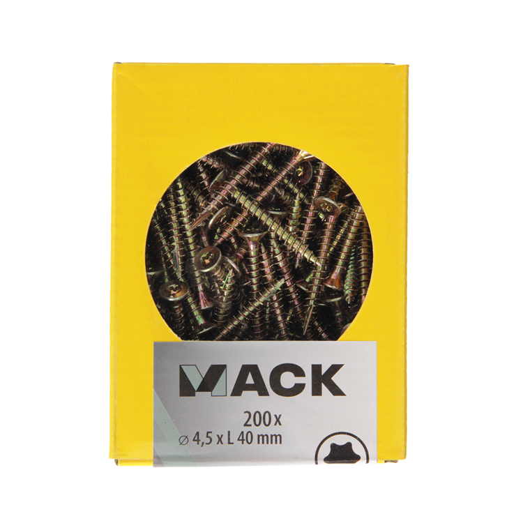 Afbeelding laden in galerijviewer, Mack 1020145 - spaanplaatschroef vz kp-zelfb.gvz 200st 4,5 x 40 mm | 5 stuks