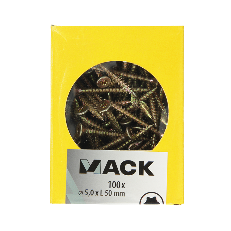 Afbeelding laden in galerijviewer, Mack 1020152 - spaanplaatschroef vz kp-zelfb.gvz 100st 5,0 x 50 mm | 5 stuks