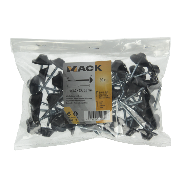 Afbeelding laden in galerijviewer, Mack 1020170 - golfplaatnagel 50 st 3.0x65 26mm | 5 stuks