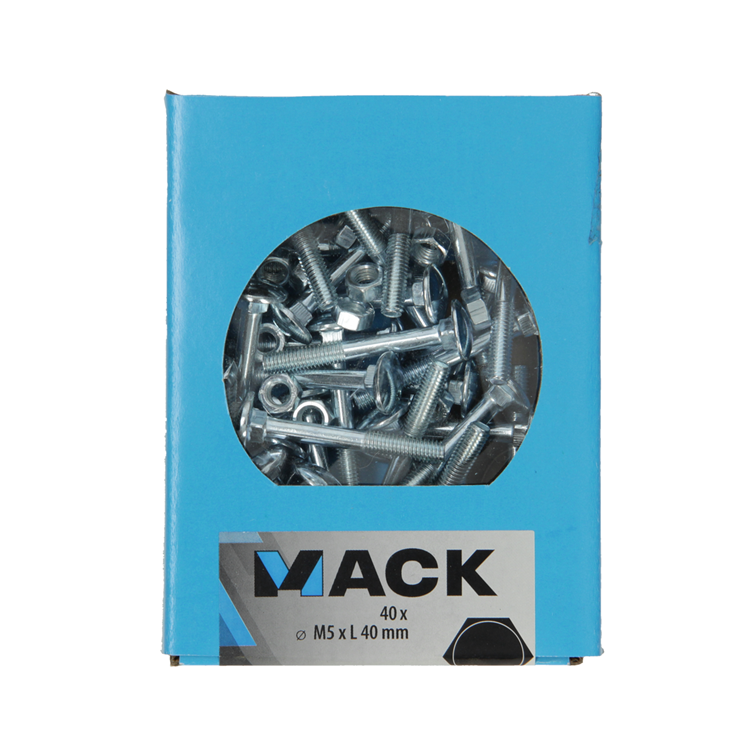 Afbeelding laden in galerijviewer, Mack 1020193 - houtbout + moer verzinkt 40 stm5 x 40 mm | 5 stuks