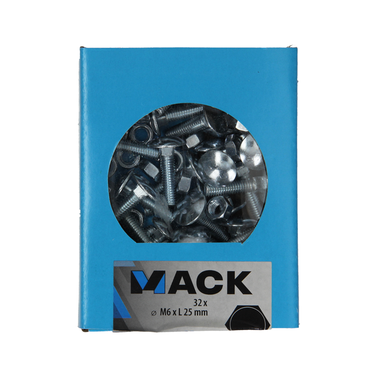 Afbeelding laden in galerijviewer, Mack 1020196 - houtbout + moer verzinkt 32 stm6 x 25 mm | 5 stuks