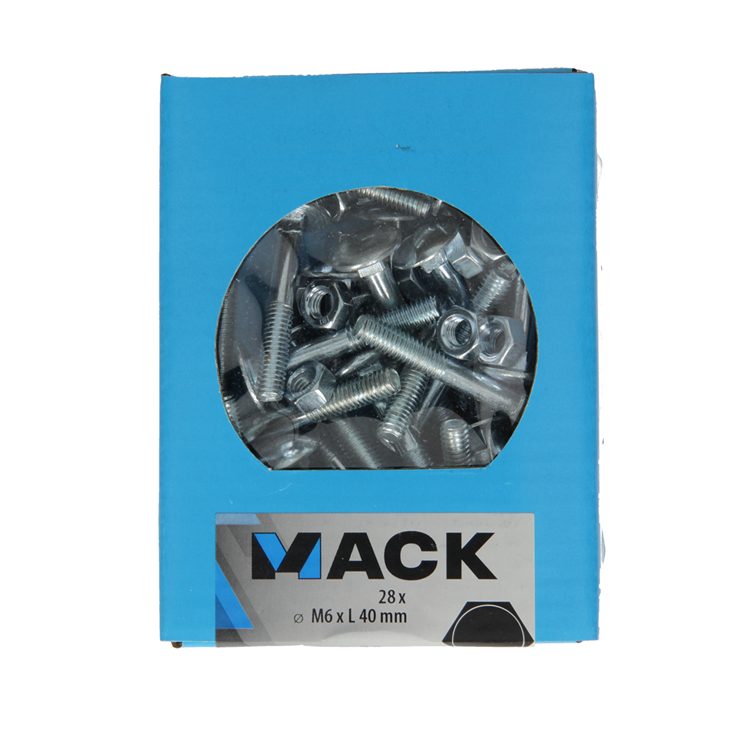 Afbeelding laden in galerijviewer, Mack 1020198 - houtbout + moer verzinkt 28 stm6 x 40 mm | 5 stuks