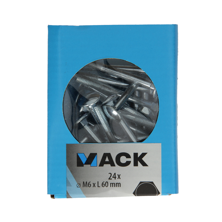 Afbeelding laden in galerijviewer, Mack 1020200 - houtbout + moer verzinkt 24 stm6 x 60 mm | 5 stuks