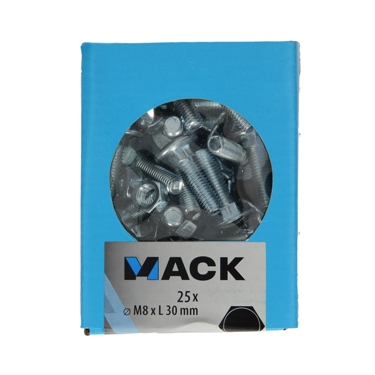 Afbeelding laden in galerijviewer, Mack 1020204 - houtbout + moer verzinkt 25 stm8 x 30 mm | 5 stuks