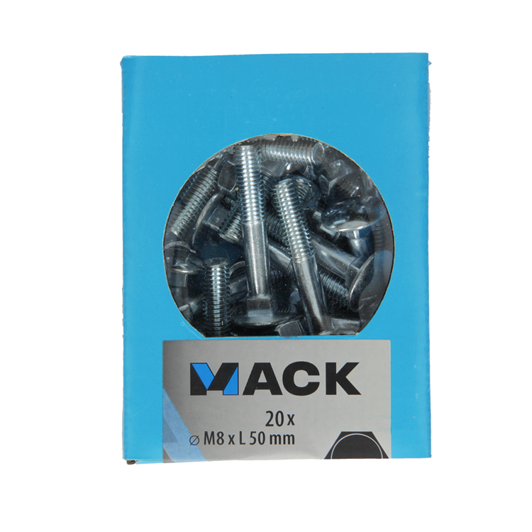 Afbeelding laden in galerijviewer, Mack 1020206 - houtbout + moer verzinkt 20 stm8 x 50 mm | 5 stuks
