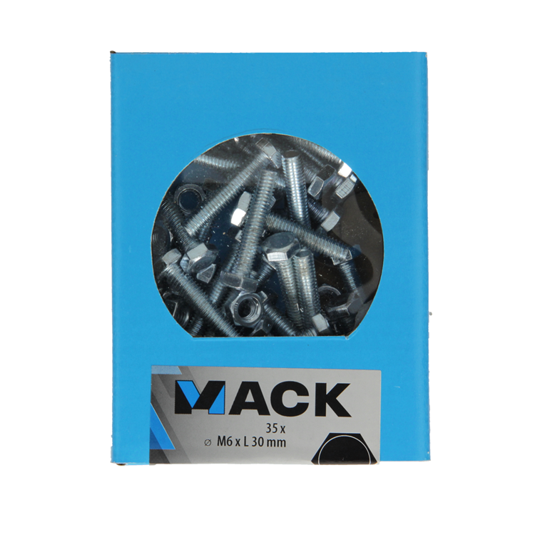 Afbeelding laden in galerijviewer, Mack 1020215 - tapbout + moer verzinkt 35 st m6 x 30 mm | 5 stuks