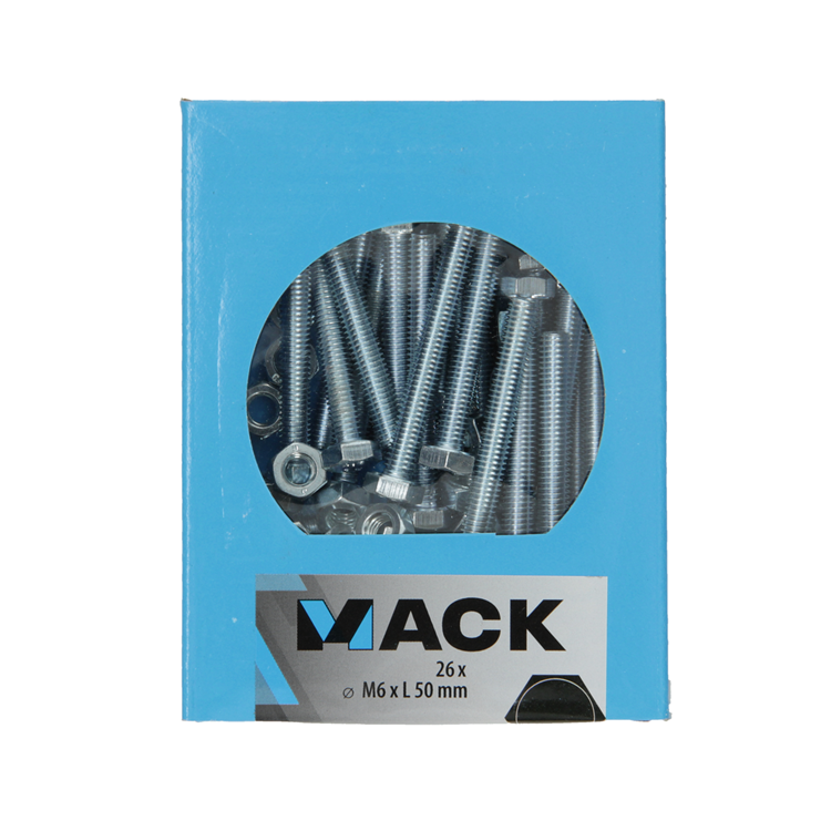 Afbeelding laden in galerijviewer, Mack 1020217 - tapbout + moer verzinkt 26 st m6 x 50 mm | 5 stuks