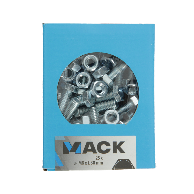 Afbeelding laden in galerijviewer, Mack 1020220 - tapbout + moer verzinkt 25 st m8 x 30 mm | 5 stuks