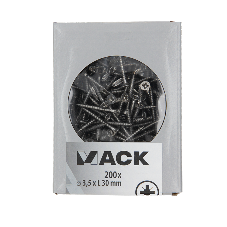 Afbeelding laden in galerijviewer, Mack 1020228 - spaanplaatschroef vz kop inox a2 200 st 3,5 x 30 mm | 2 stuks