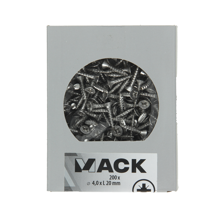Afbeelding laden in galerijviewer, Mack 1020231 - spaanplaatschroef vz kop inox a2 200 st 4,0 x 20 mm | 2 stuks
