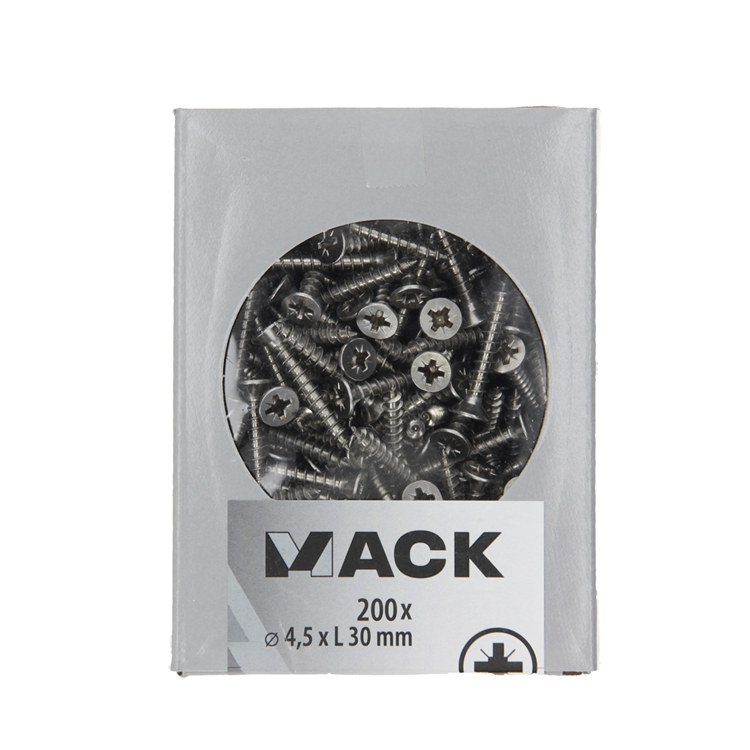 Afbeelding laden in galerijviewer, Mack 1020238 - spaanplaatschroef vz kop inox a2 200 st 4,5 x 30 mm | 2 stuks