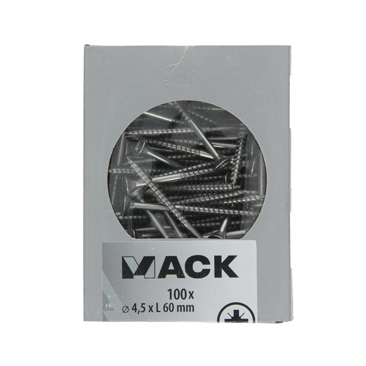 Afbeelding laden in galerijviewer, Mack 1020243 - spaanplaatschroef vz kop inox a2 100 st 4,5 x 60 mm | 2 stuks