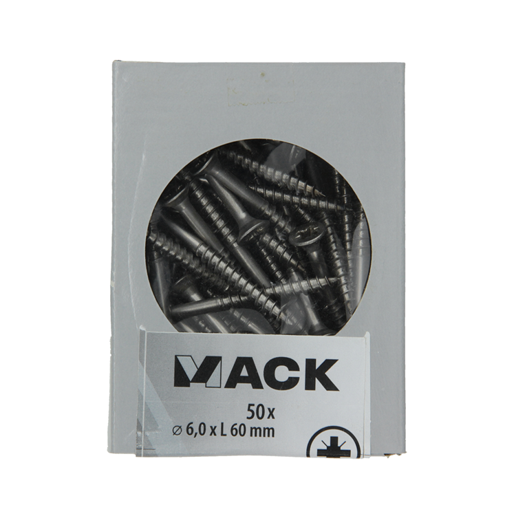 Afbeelding laden in galerijviewer, Mack 1020250 - spaanplaatschroef vz kop inox a2 50 st 6,0 x 60 mm | 2 stuks