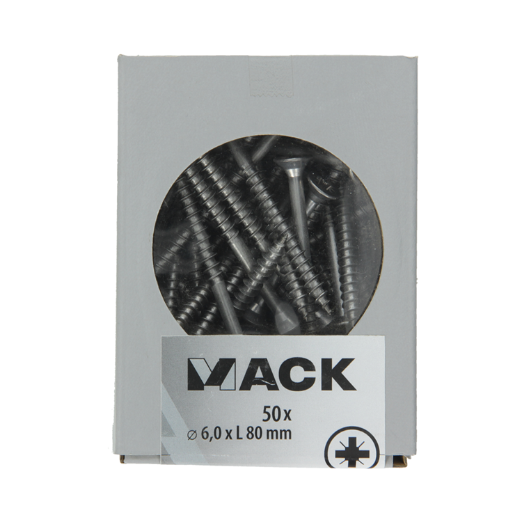 Afbeelding laden in galerijviewer, Mack 1020251 - spaanplaatschroef vz kop inox a2 50 st 6,0 x 80 mm | 2 stuks