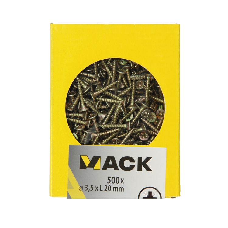Afbeelding laden in galerijviewer, Mack 1020253 - spaanplaatschroef vz kop gvz 500 st 3,5 x 20 mm | 5 stuks
