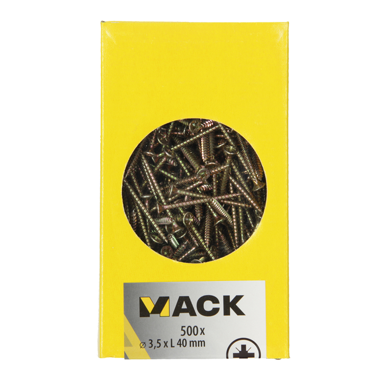 Afbeelding laden in galerijviewer, Mack 1020257 - spaanplaatschroef vz kop gvz 500 st 3,5 x 40 mm | 2 stuks