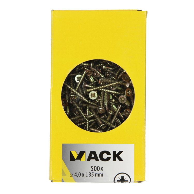 Afbeelding laden in galerijviewer, Mack 1020261 - spaanplaatschroef vz kop gvz 500 st 4,0 x 35 mm | 2 stuks