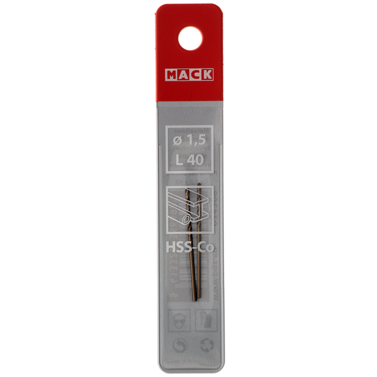 Afbeelding laden in galerijviewer, Mack 1018419 - metaalboor hss co5% din 338 ø 1,5 x 40 mm 2st | 5 stuks