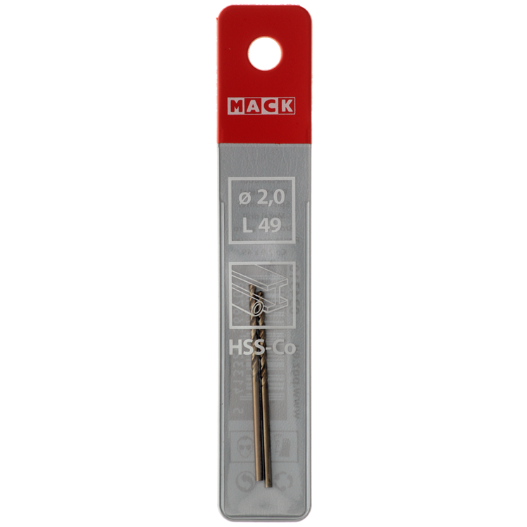 Afbeelding laden in galerijviewer, Mack 1018420 - metaalboor hss co5% din 338 ø 2,0 x 49 mm 2st | 5 stuks