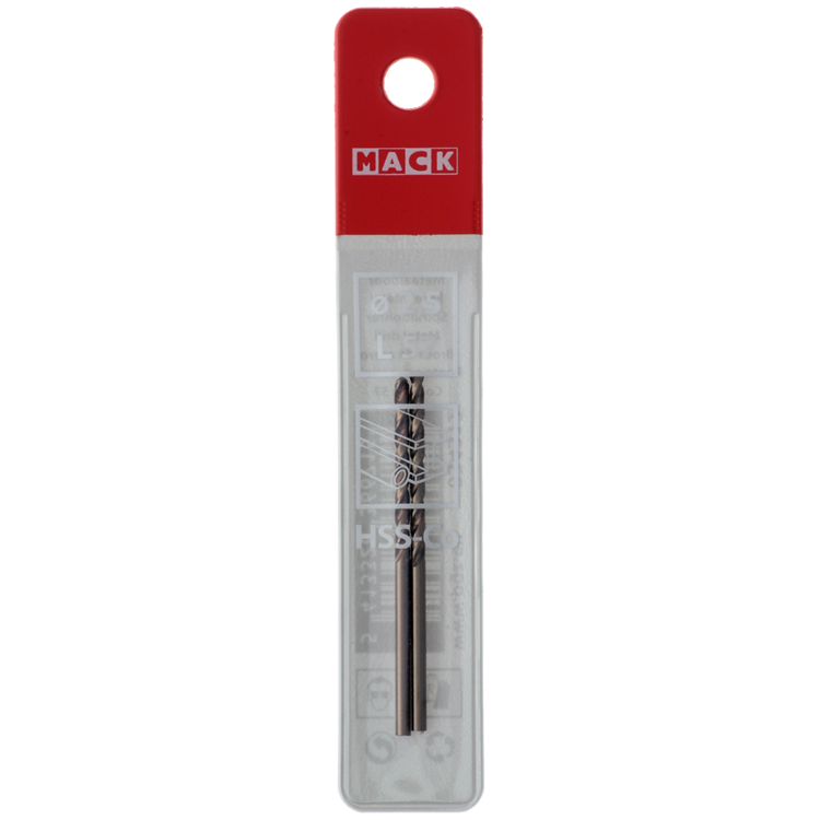 Afbeelding laden in galerijviewer, Mack 1018421 - metaalboor hss co5% din 338 ø 2,5 x 57 mm 2st | 5 stuks