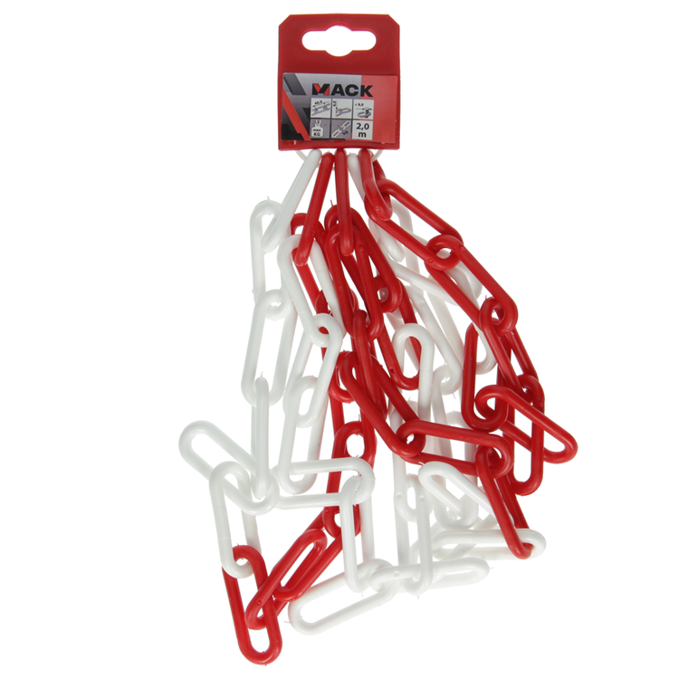 Afbeelding laden in galerijviewer, Mack 1005291 - kunststof ketting rood wit ø 6mm l 40mm 2m | 5 stuks