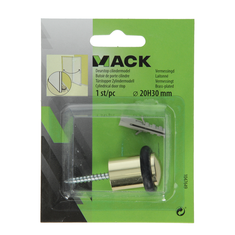 ギャラリービューアに画像をロードする, Mack 1047649 - deurstop cilindermodel vermessingd ø 20h30 mm 1 st pc | 6 stuks