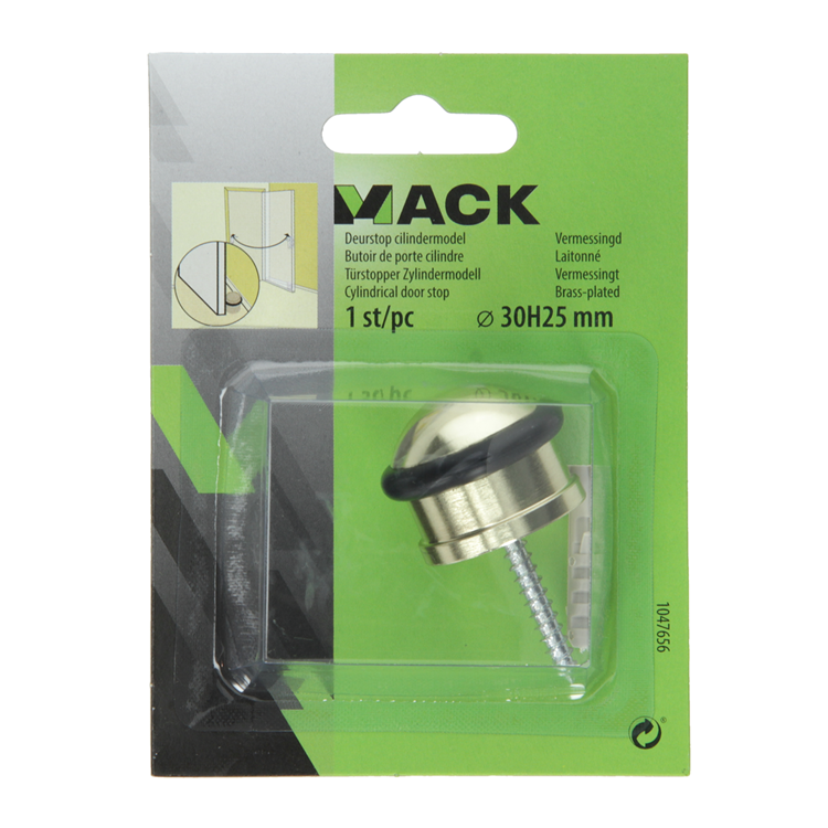 Afbeelding laden in galerijviewer, Mack 1047656 - deurstop cilindermodel vermessingd ø 30h25 mm 1 st pc | 6 stuks