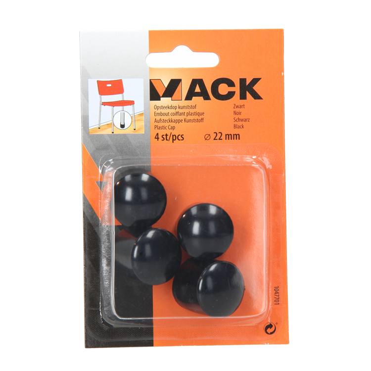 Afbeelding laden in galerijviewer, Mack 1047701 - opsteekdop kunststof zwart ø 22 mm 4 st pcs | 6 stuks