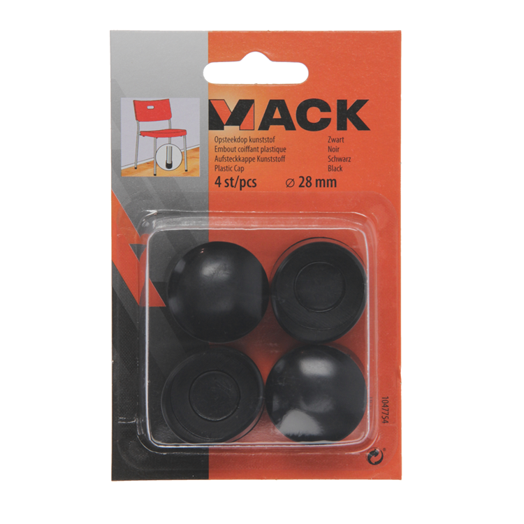 Afbeelding laden in galerijviewer, Mack 1047754 - opsteekdop kunststof zwart ø 28 mm 4 st pcs | 6 stuks