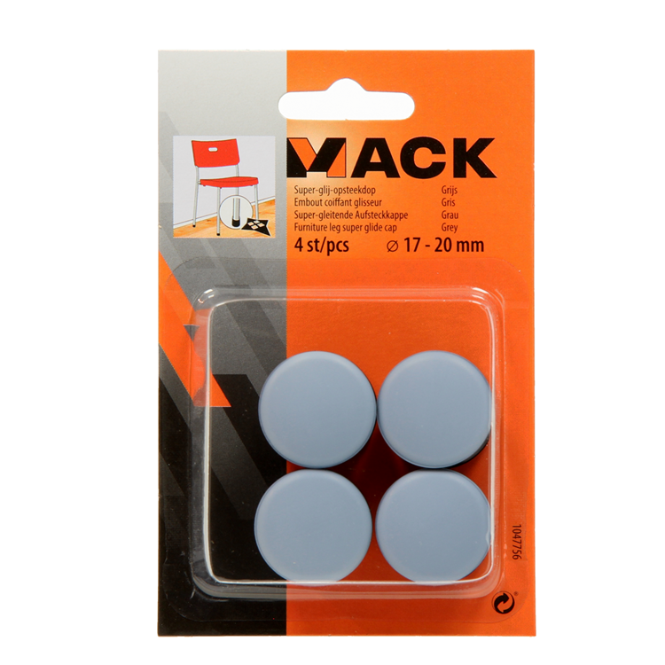 Afbeelding laden in galerijviewer, Mack 1047756 - super-glij-opsteekdop grijs ø 17 - 20 mm 4 st pcs | 6 stuks