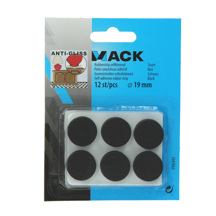 Afbeelding laden in galerijviewer, Mack 1047663 - rubberstrip zelfklevend zwart ø 19 mm 12 st pcs | 12 stuks
