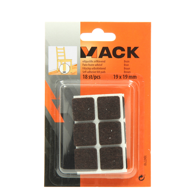 Afbeelding laden in galerijviewer, Mack 1047710 - viltpastille zelfklevend bruin 19 x 19 mm 18 st pcs | 12 stuks
