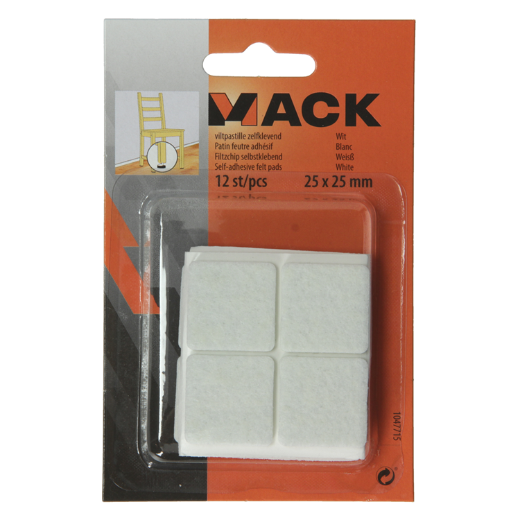 Afbeelding laden in galerijviewer, Mack 1047715 - viltpastille zelfklevend wit 25 x 25 mm 12 st pcs | 12 stuks