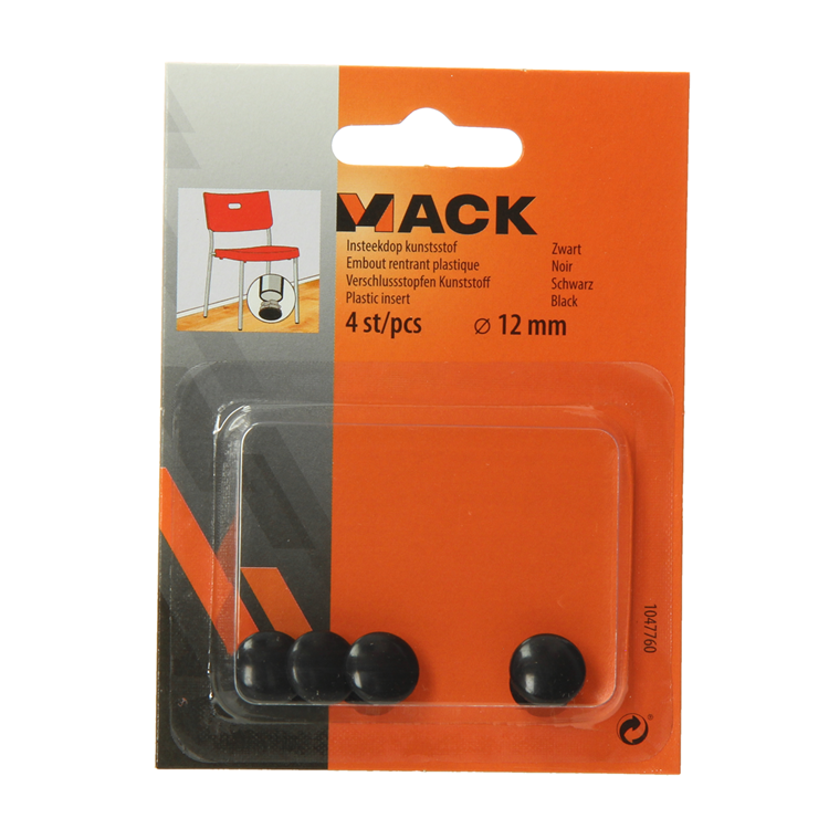 Afbeelding laden in galerijviewer, Mack 1047760 - insteekdop kunstsstof zwart ø 12 mm 4 st pcs | 6 stuks