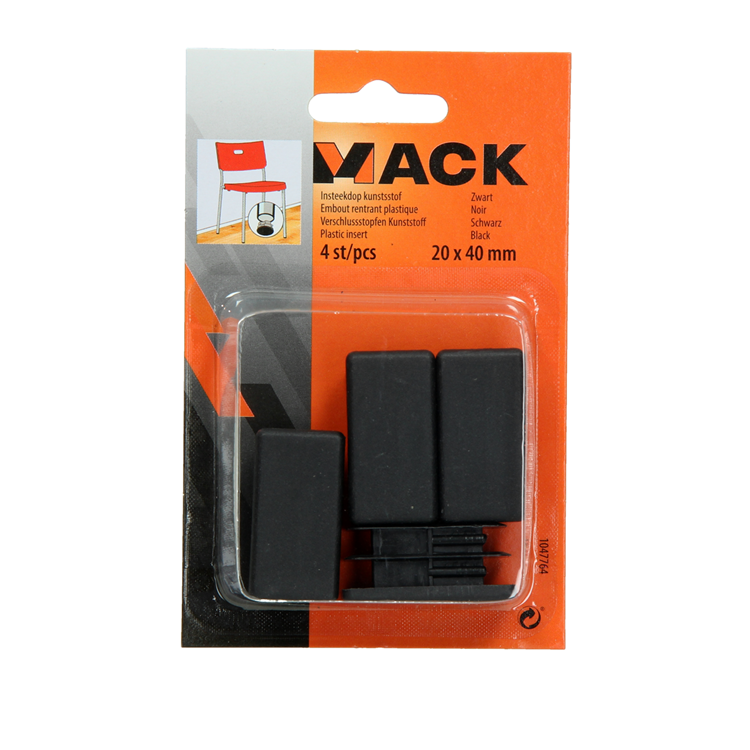 Afbeelding laden in galerijviewer, Mack 1047764 - insteekdop kunstsstof zwart 20 x 40 mm 4 st pcs | 6 stuks