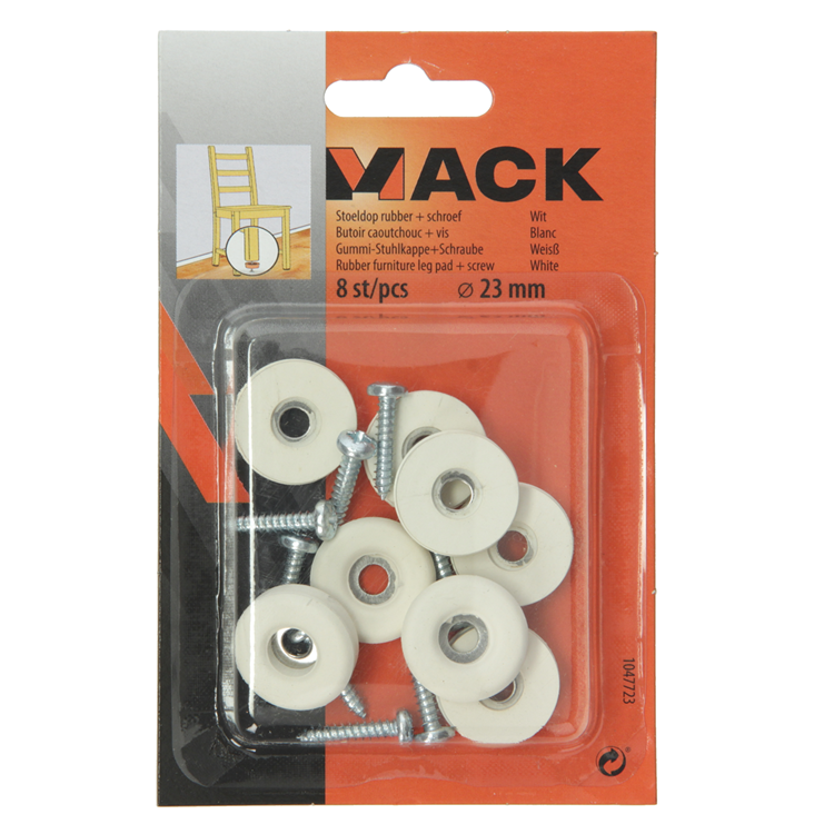 Chargez l'image dans la visionneuse de la galerie, Mack 1047723 - stoeldop rubber + schroef wit ø 23 mm 8 st pcs | 6 stuks