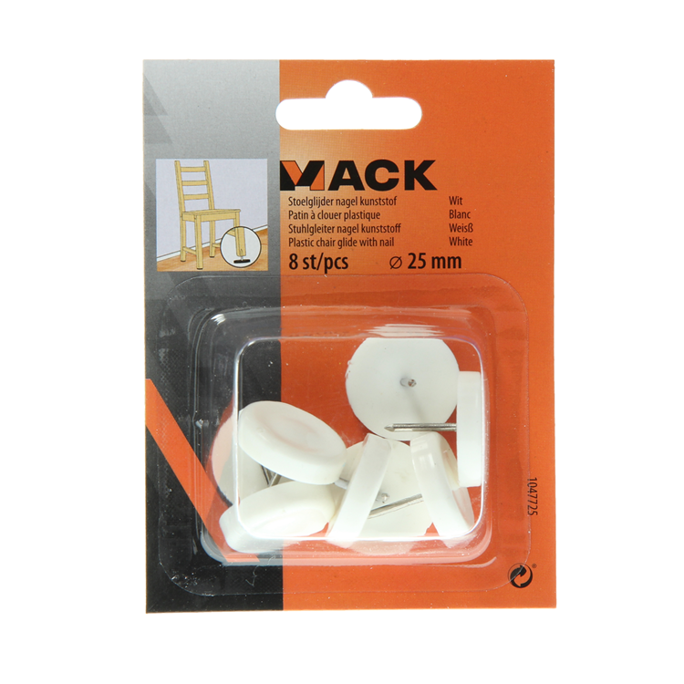 ギャラリービューアに画像をロードする, Mack 1047725 - stoelglijder nagel kunststof wit ø 25 mm 8 st pcs | 6 stuks
