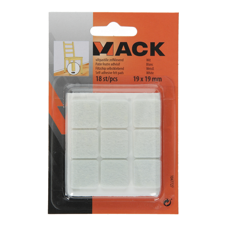 Afbeelding laden in galerijviewer, Mack 1047727 - viltpastille zelfklevend wit 19 x 19 mm 18 st pcs | 12 stuks